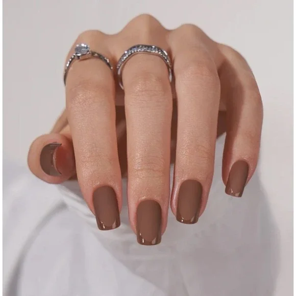 BTArtboxNails BROWNcolor – Press-On Square Nails – Soft Gel – Reusable – New - Picture 2 of 3